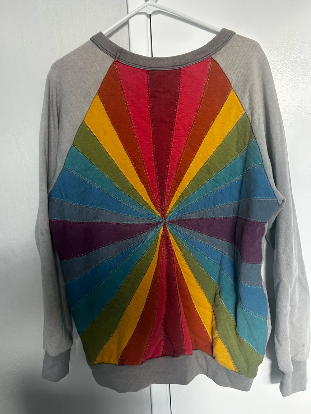 Rare! Discontinued.  Aviator Nation Gray Sweatshirt, Multicolor Sunburst Panels